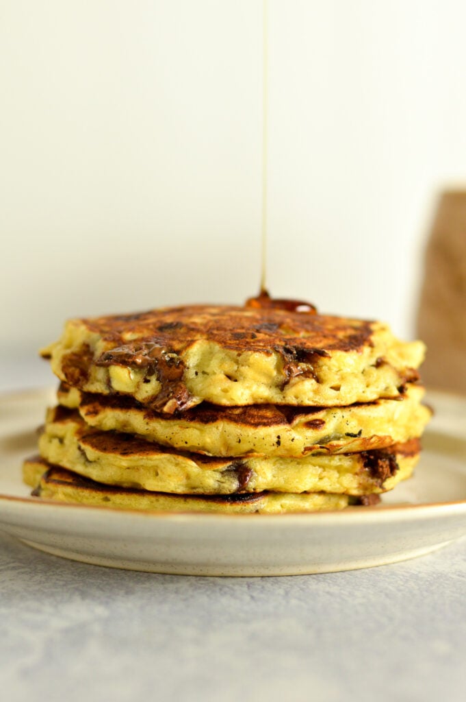 Chocolate Chip Banana Oatmeal Pancakes