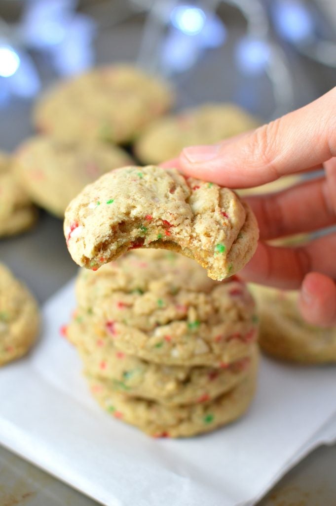 Peppermint Cookies made with crushed candy canes. Super easy to make, they are a great addition to your yearly Christmas cookie recipes.