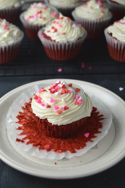 These red velvet cupcakes with cream cheese frosting are some of the best cupcakes I have ever tried! Valentine's day dessert recipe anyone?