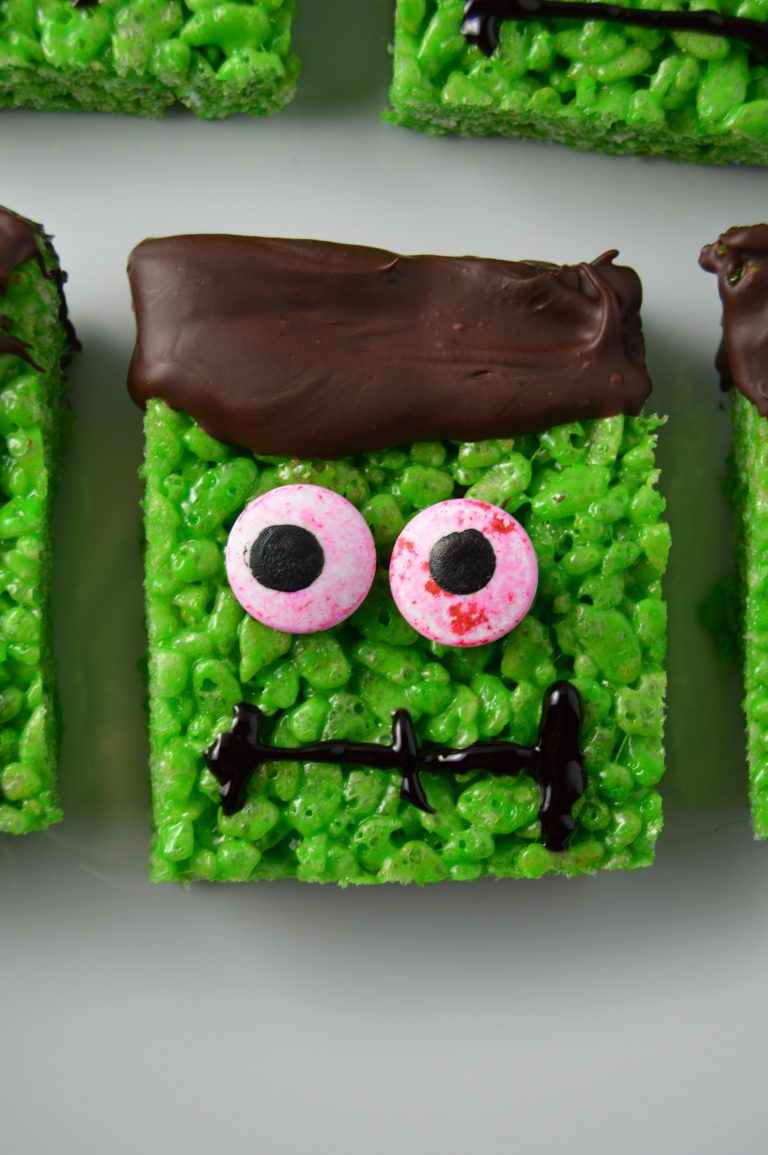 Frankenstein Rice Krispie Squares