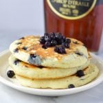 Fluffy Blueberry Pancakes recipe made with fresh blueberries. So easy to make, and somewhat healthy, they make a delicious filling breakfast idea.