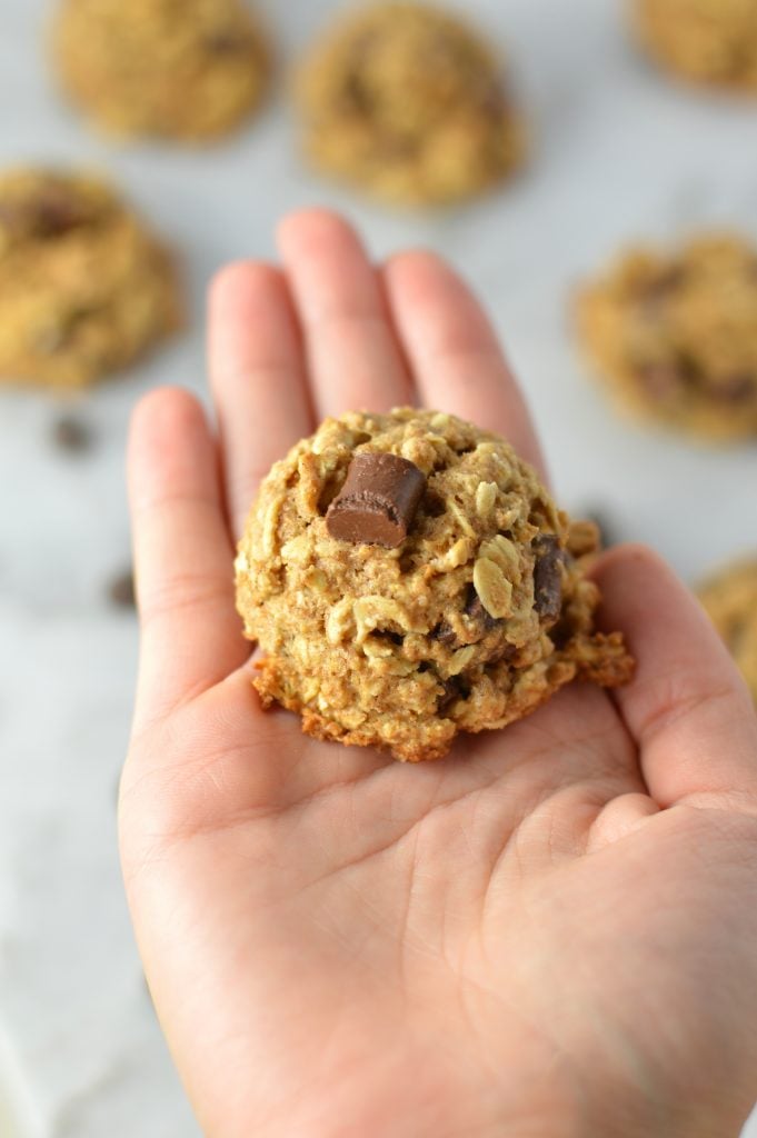 Healthy Oatmeal Chocolate Chunk Cookies recipe. Quick and easy dessert idea made with whole wheat flour. Perfect snack for school or work.