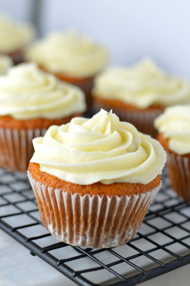 Easy Honey Cupcakes with Honey Frosting recipe. Perfect nut free dessert idea to bring to birthdays or potlucks.