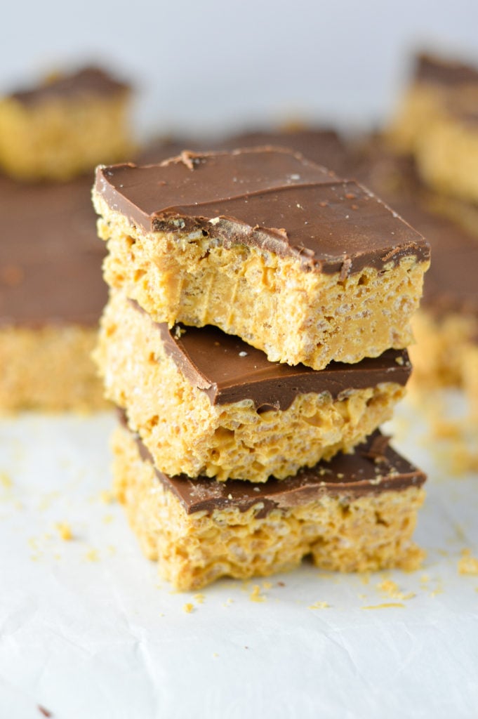 Peanut Butter and Chocolate Rice Krispies Squares