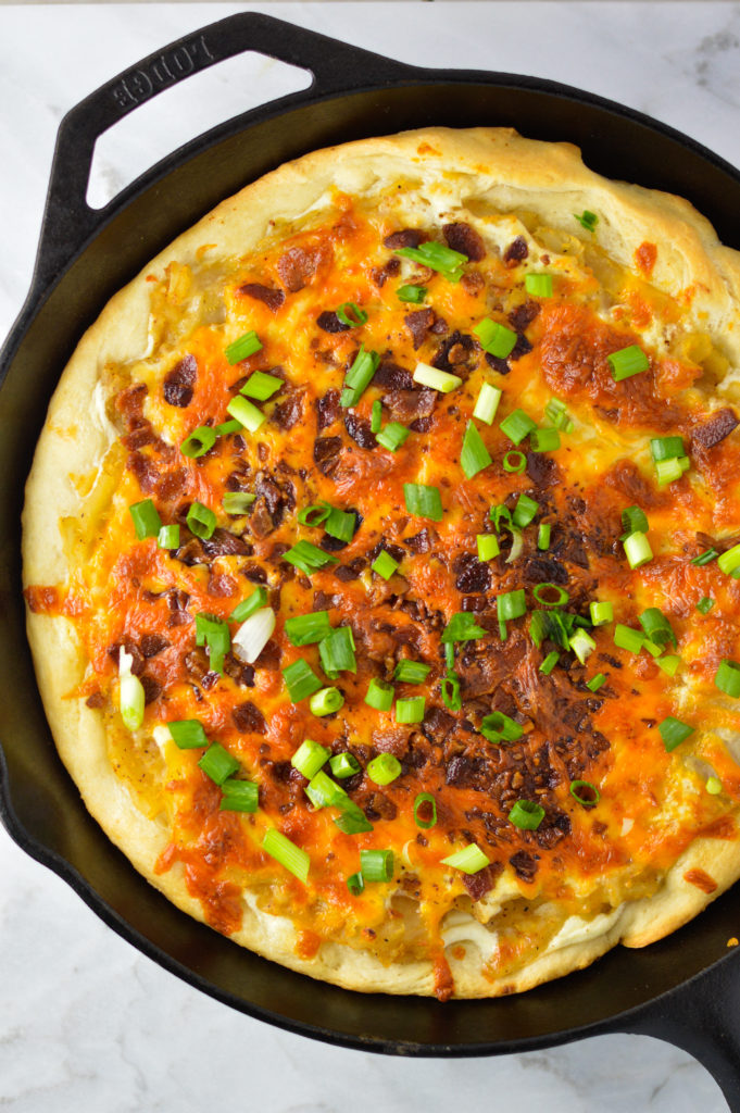 Cast Iron Spicy Perogy Pizza | A Taste of Madness