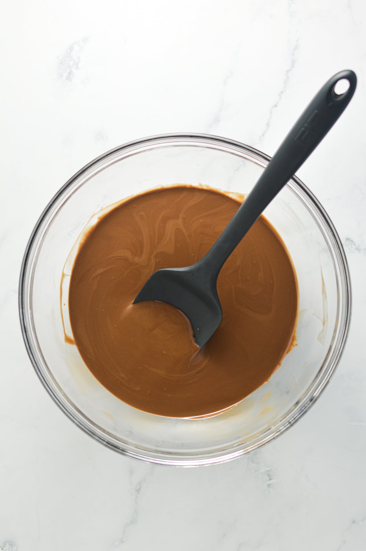 A large bowl with the Nutella mixture to make Almond Mini Nutella Cups.