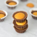 A stack of Vanilla Wafer Nutella Cups, these easy treats are made of creamy Nutella and crunchy mini Nilla wafers.