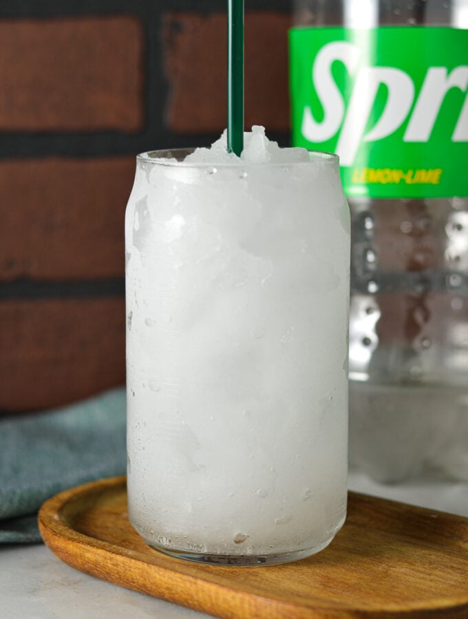 This easy Ninja Creami Sprite Slushie is made in the Deluxe Ninja Creami machine.